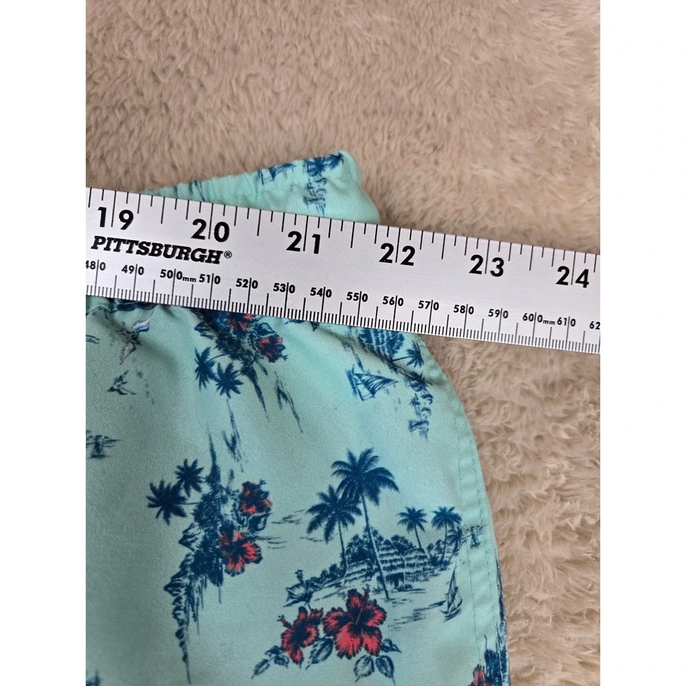 Ocean Coast Big & Tall‎ Mens 2XLT Swim Trunks Tropical Palm Hibiscus Aqua Blue